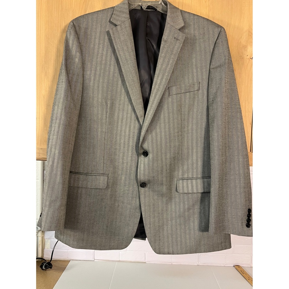 Lauren Ralph Lauren Herringbone‎ Blazer Men's 46L Grey Two Button Sport Coat
